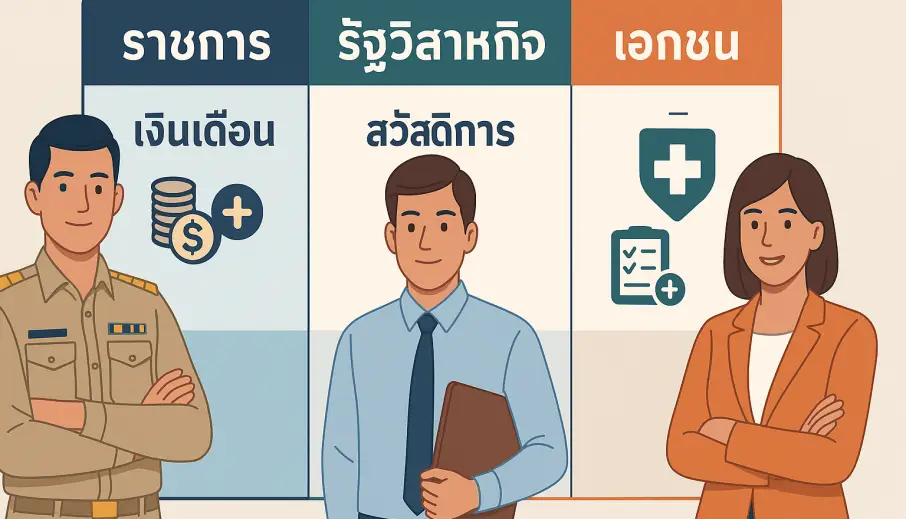 เงินเดือน+สวัสดิการ ราชการ VS รัฐวิสาหกิจ VS เอกชน – เทียบให้เห็นภาพ